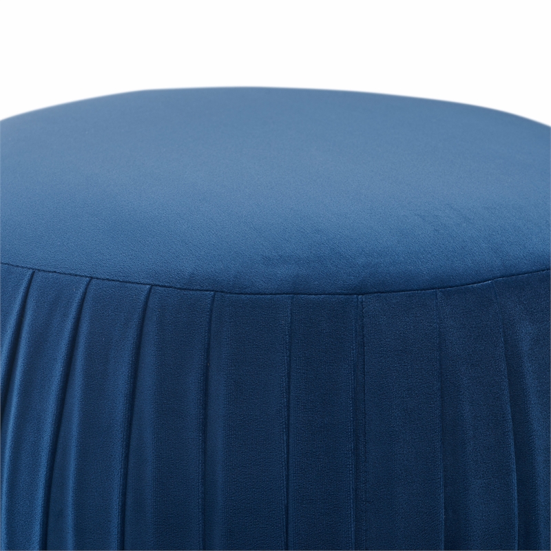 Adore Decor Jolie Modern Pleated Velvet Ottoman in Blue