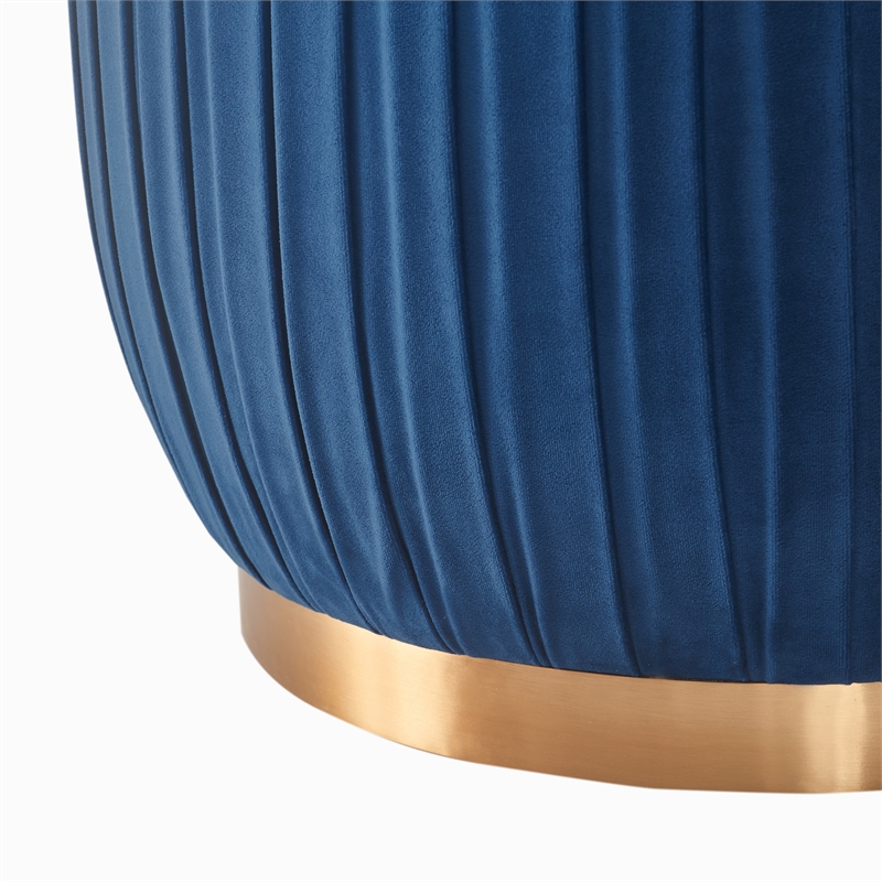 Adore Decor Jolie Modern Pleated Velvet Ottoman in Blue