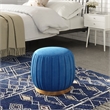 Adore Decor Jolie Modern Pleated Velvet Ottoman in Blue