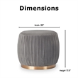 Adore Decor Jolie Modern Pleated Velvet Ottoman in Gray
