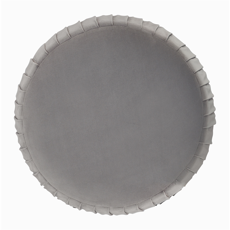 Adore Decor Jolie Modern Pleated Velvet Ottoman in Gray