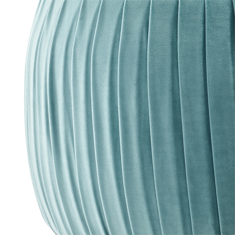 Adore Decor Jolie Modern Pleated Velvet Ottoman in Teal Blue