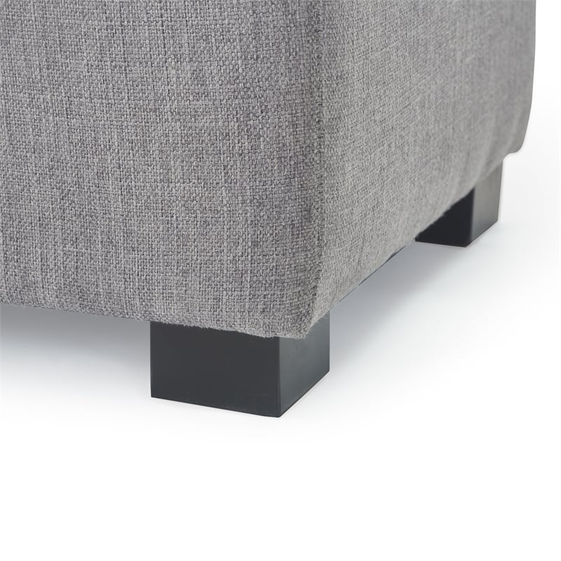 Adore Decor Arlo Wood and Tufted Linen Storage Bench in Gray