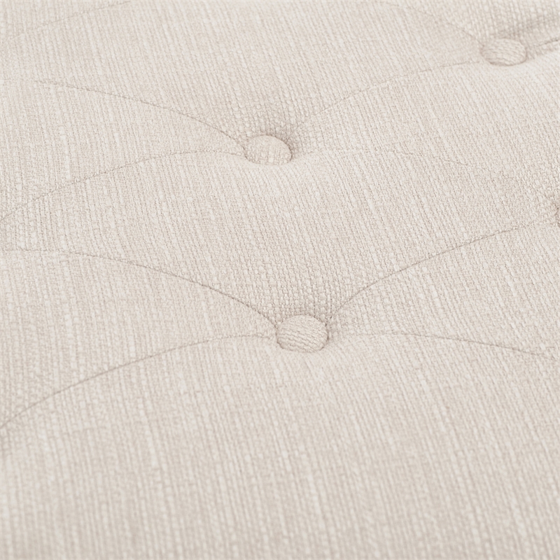 Adore Decor Arlo Wood and Tufted Linen Storage Bench in Ivory
