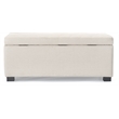 Adore Decor Arlo Wood and Tufted Linen Storage Bench in Ivory