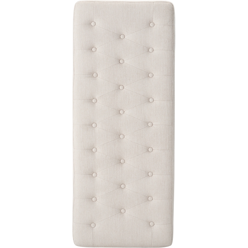 Adore Decor Arlo Wood and Tufted Linen Storage Bench in Ivory