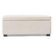 Adore Decor Arlo Wood and Tufted Linen Storage Bench in Ivory