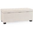 Adore Decor Arlo Wood and Tufted Linen Storage Bench in Ivory
