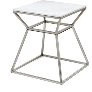 adore decor audrey tall silver marble side table