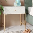 Adore Decor Jupiter Wood 1-Drawer Geometric Textured End Table in White/Gold