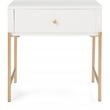 Adore Decor Jupiter Wood 1-Drawer Geometric Textured End Table in White/Gold