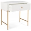 Adore Decor Jupiter Wood 1-Drawer Geometric Textured End Table in White/Gold