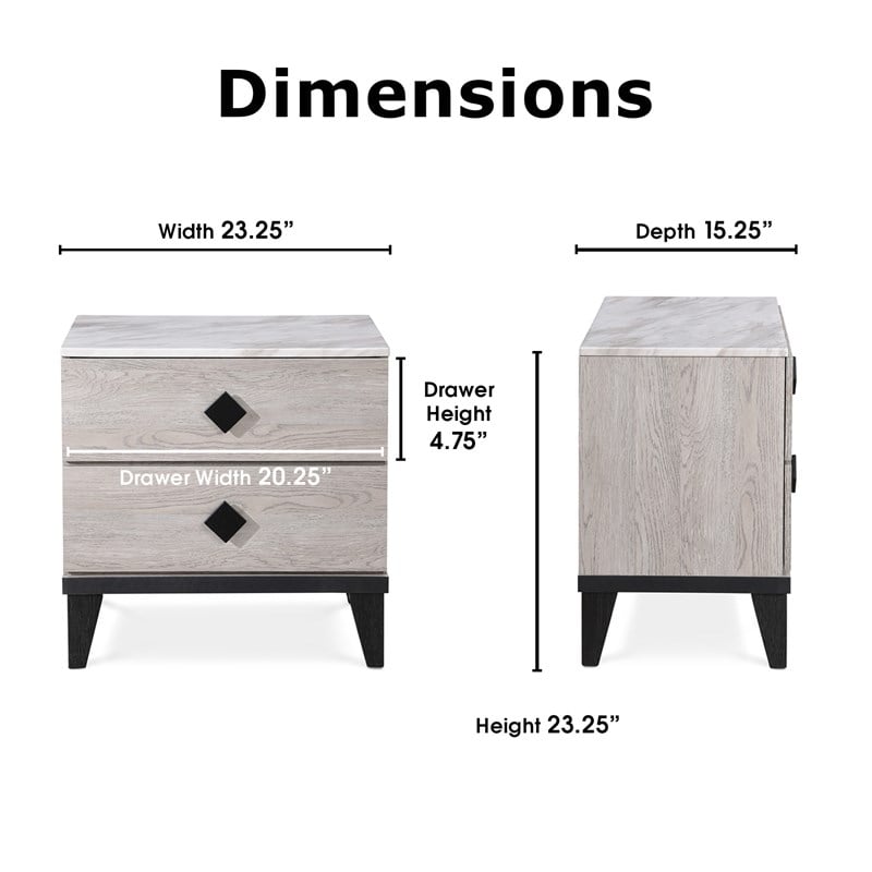 Adore Decor Micah 2 Drawer Nightstand Beige