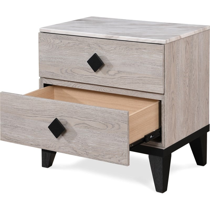Adore Decor Micah 2 Drawer Nightstand Beige