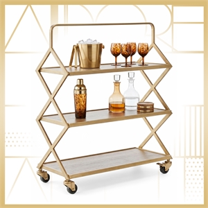 Adore Decor Hudson Wooden Kitchen Bar Cart Gold