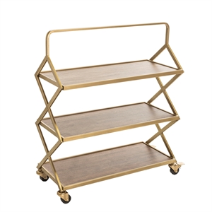 Adore Decor Hudson Wooden Kitchen Bar Cart Gold