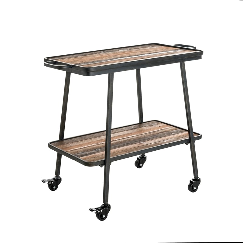 Adore Decor Felix 2 Tier Wooden Kitchen Bar Cart Black