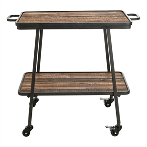 Adore Decor Felix 2 Tier Wooden Kitchen Bar Cart Black
