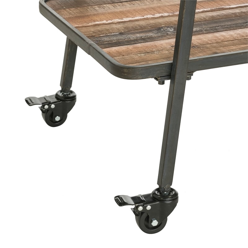 Adore Decor Felix 2 Tier Wooden Kitchen Bar Cart Black