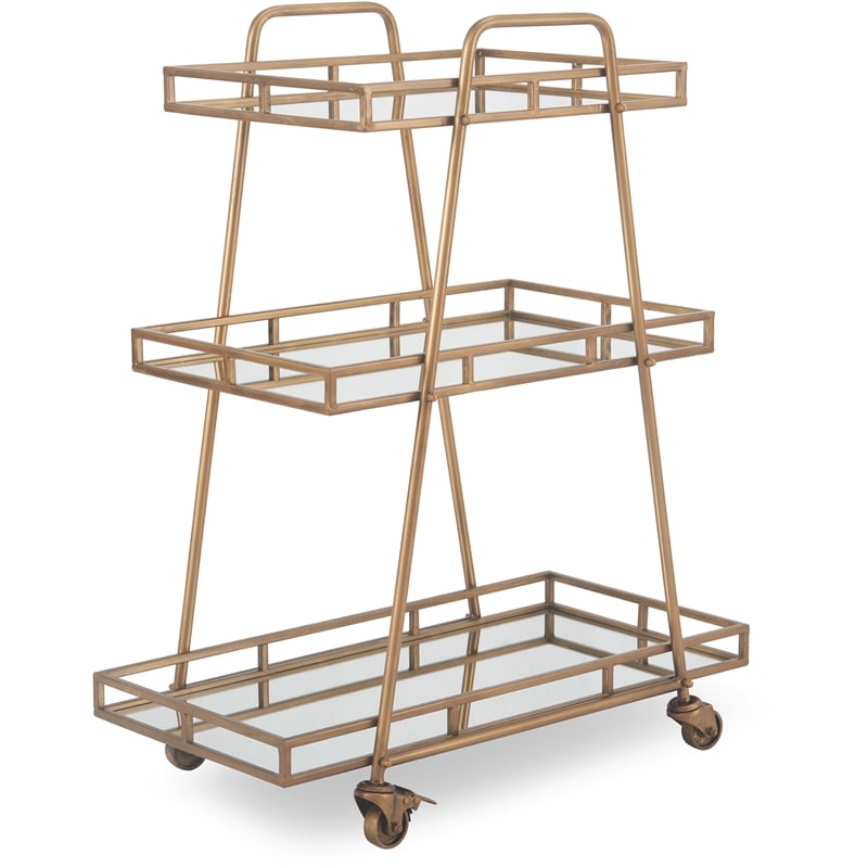 Adore Decor Addison Bar Cart Antique Gold