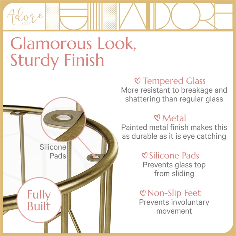 Adore Decor Harper Side Table Gold