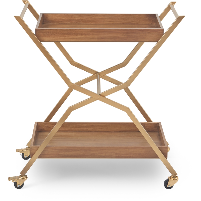 Adore Decor Jolie Kitchen Bar Cart Gold/Brown