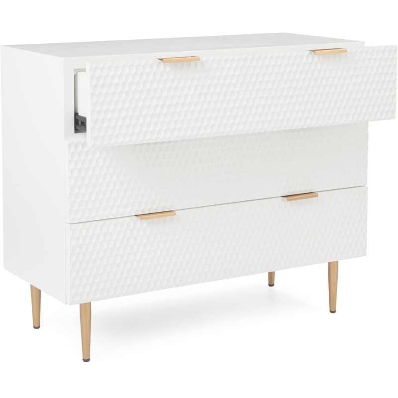 Adore Decor Jolie 3 Drawer Standard Dresser White