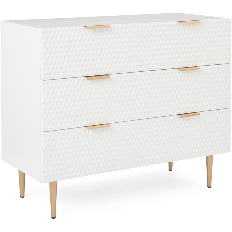 Adore Decor Jolie 3 Drawer Standard Dresser White