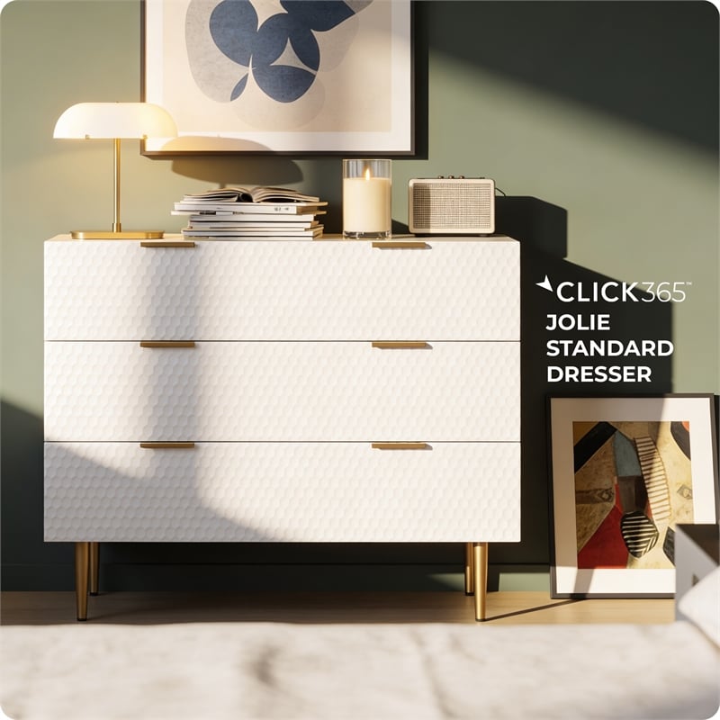 Adore Decor Jolie 3 Drawer Standard Dresser White