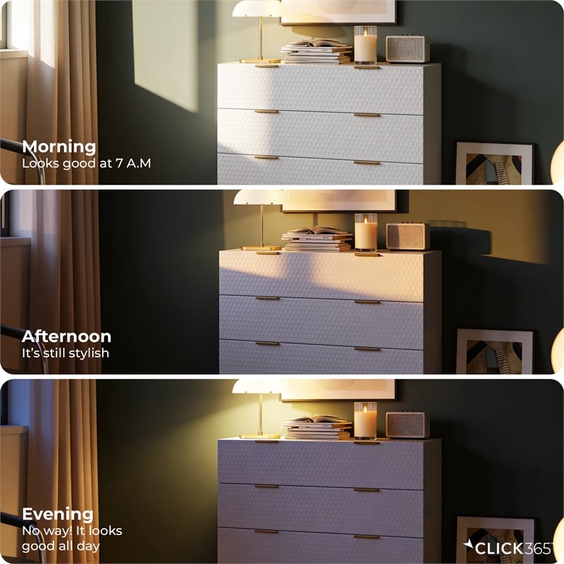 Adore Decor Jolie 3 Drawer Standard Dresser White