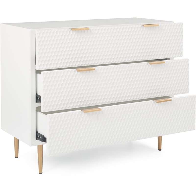 Adore Decor Jolie 3 Drawer Standard Dresser White