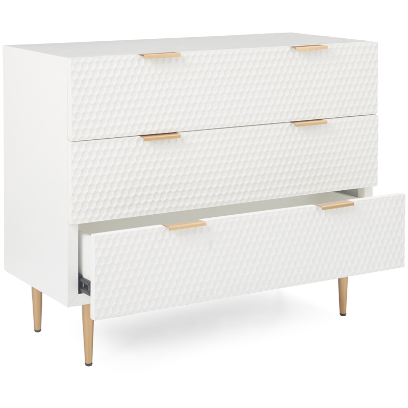 Adore Decor Jolie 3 Drawer Standard Dresser White