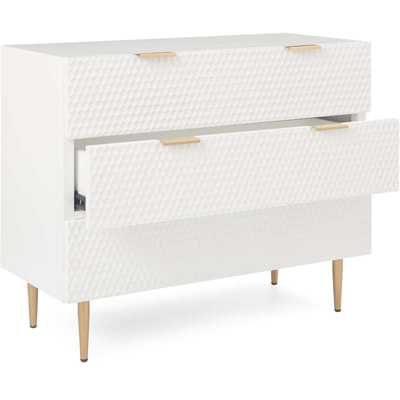Adore Decor Jolie 3 Drawer Standard Dresser White