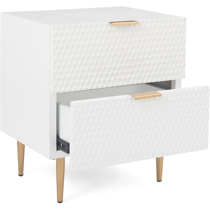 Adore Decor Jolie 2 Drawer Side Table White