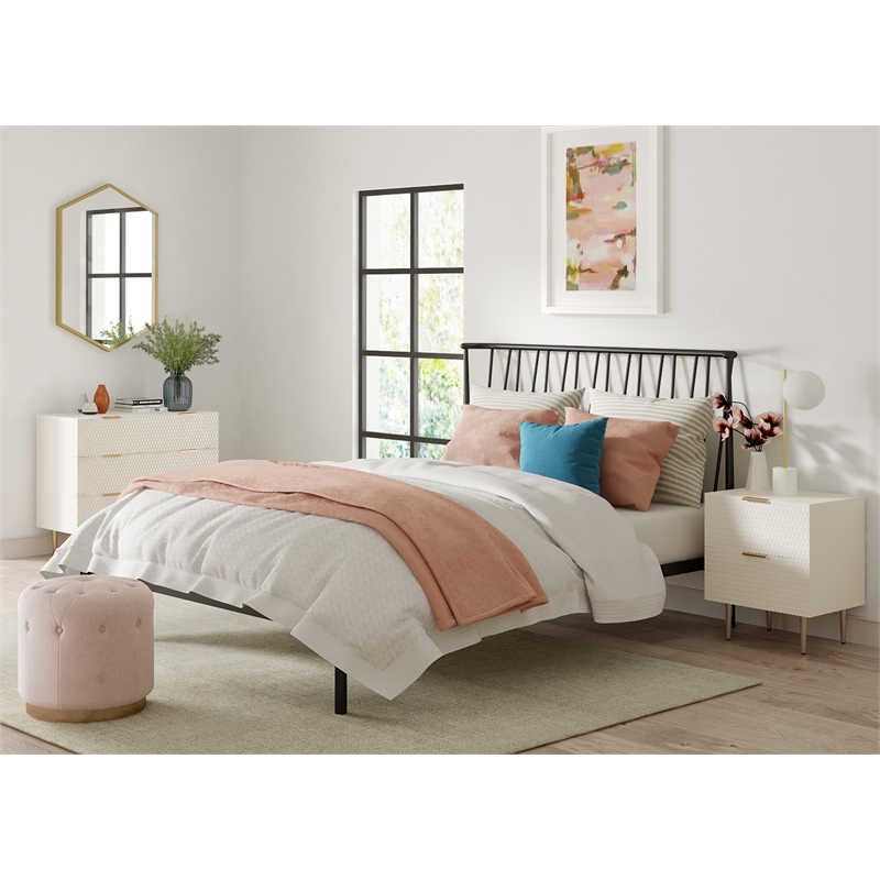 Adore Decor Jolie 2 Drawer Side Table White