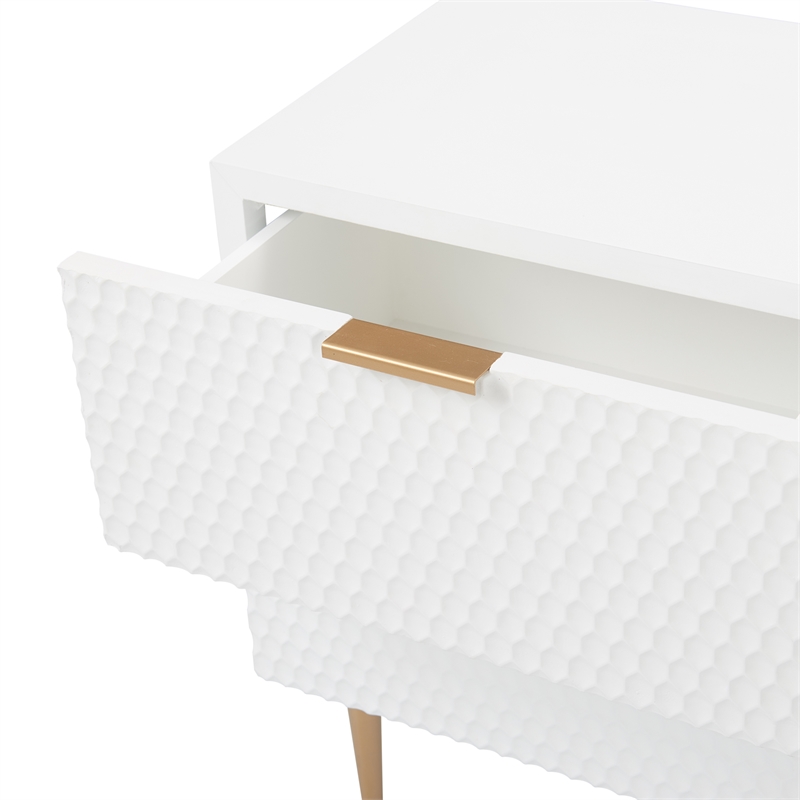 Adore Decor Jolie 2 Drawer Side Table White