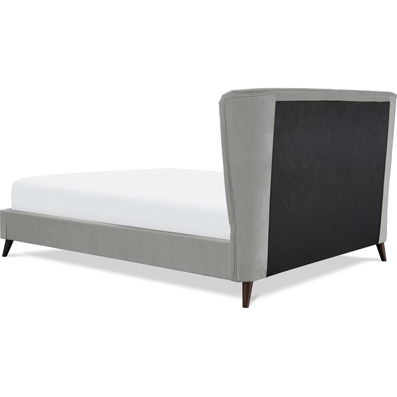 Adore Decor Adele Wingback Upholstered Platform Bed Queen Size Gray