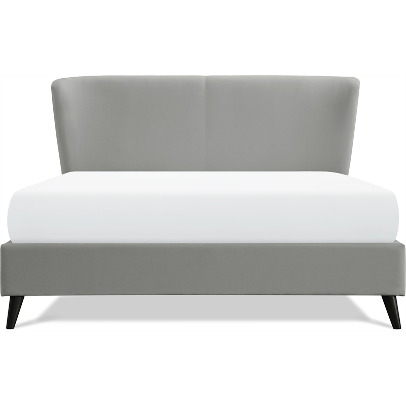 Adore Decor Adele Wingback Upholstered Platform Bed Queen Size Gray