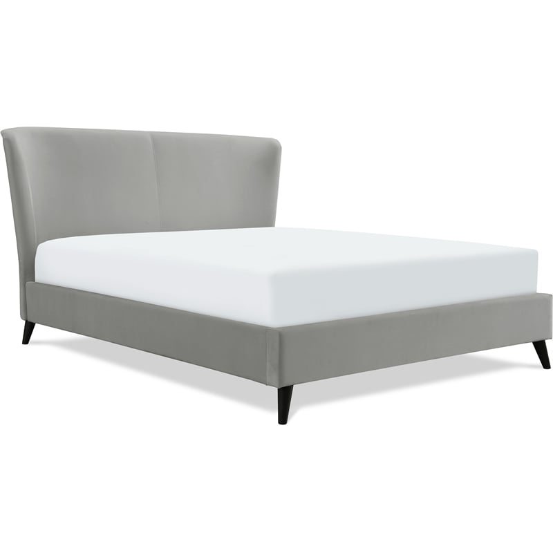Adore Decor Adele Wingback Upholstered Platform Bed Queen Size Gray