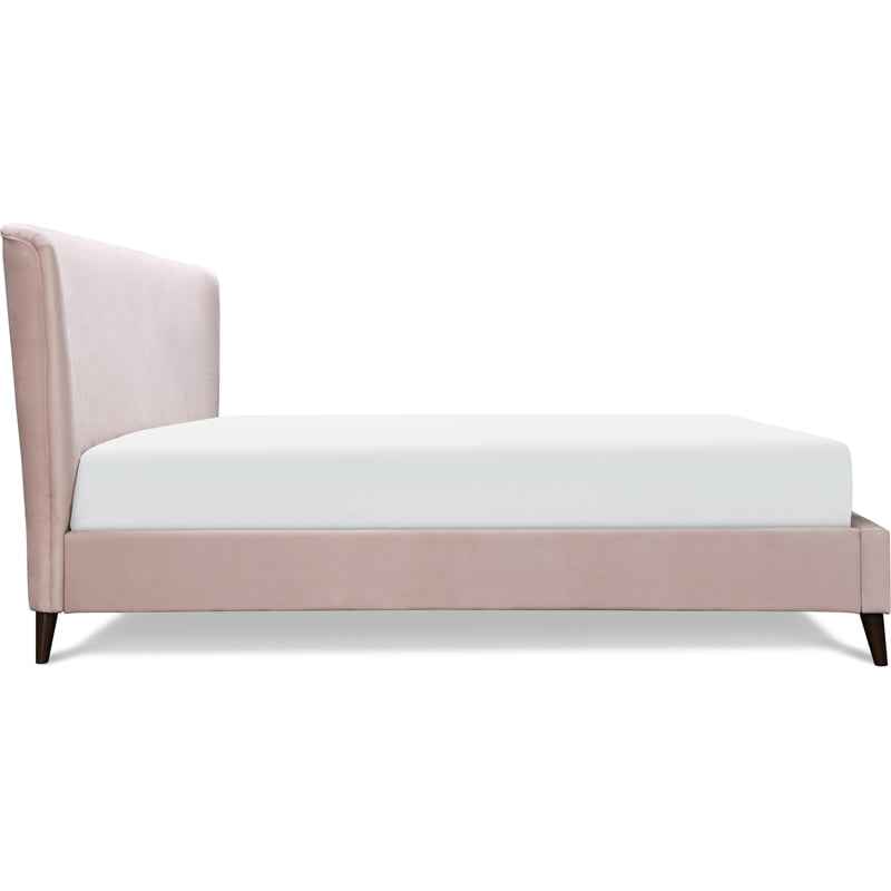 Adore Decor Adele Wingback Upholstered Platform Bed Queen Size Blush Pink