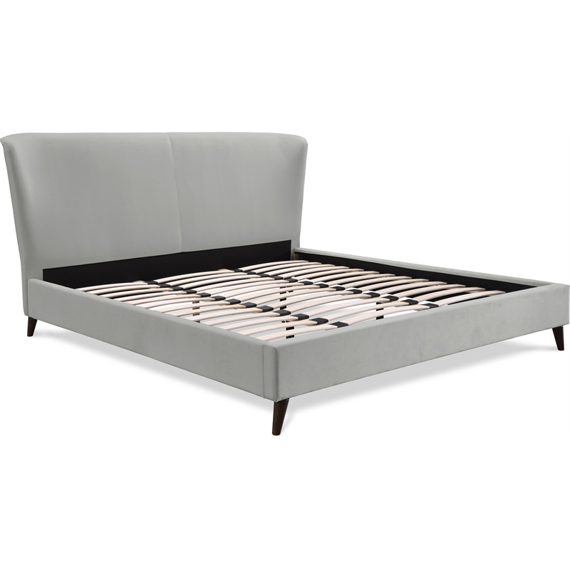 Adore Decor Adele Wingback Upholstered Platform Bed King Size Gray