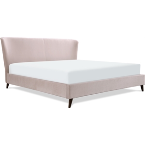adore decor adele wingback upholstered platform bed king size blush pink