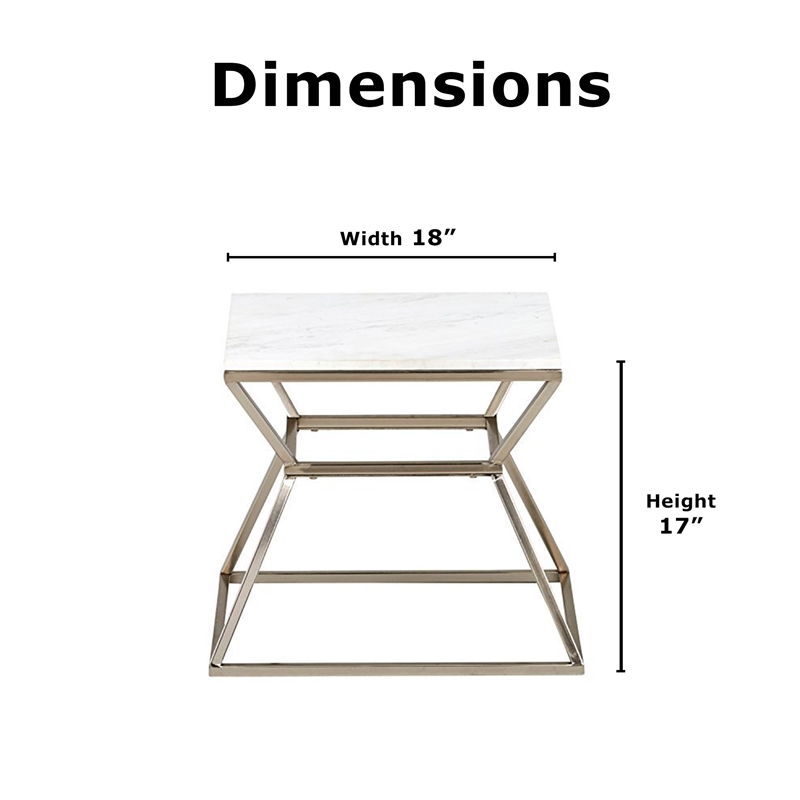 Adore Decor Audrey Marble Side Table Silver