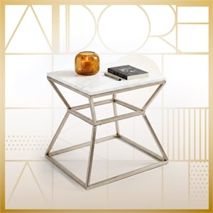 Adore Decor Audrey Marble Side Table Silver