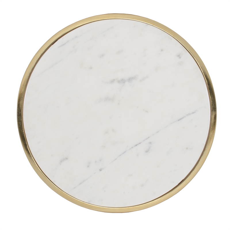 Adore Decor Elliott Marble Side Table White and Gold