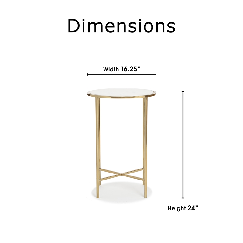 Adore Decor Elliott Marble Side Table White and Gold