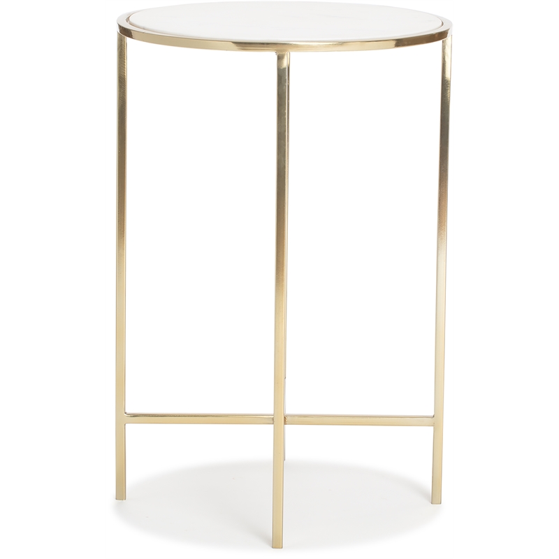 Adore Decor Elliott Marble Side Table White and Gold