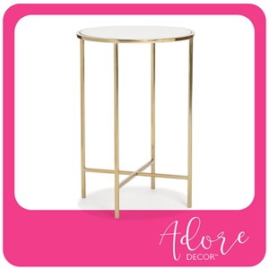 adore decor elliott marble side table white and gold
