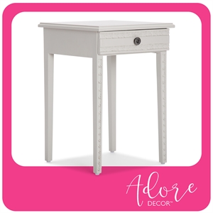 adore decor jules end table nightstand with drawer light gray