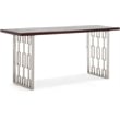 Adore Decor Lennox Contemporary Wood and Silver Metal Bench Dark Walnut Brown
